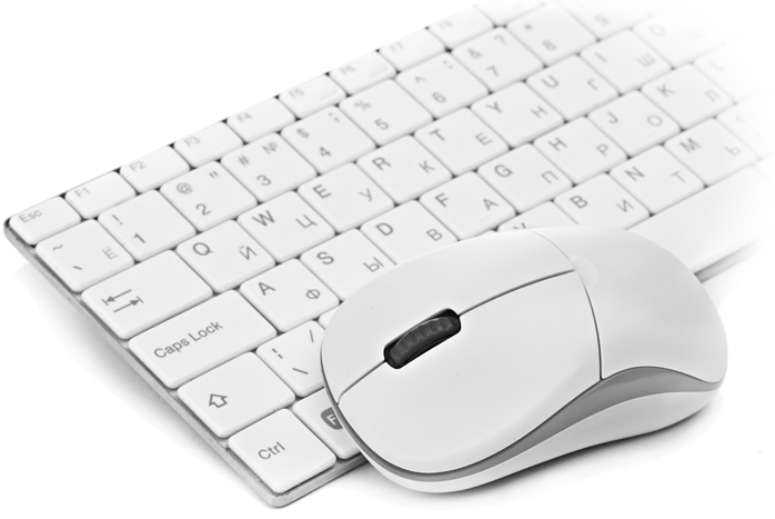 mouse and keyboard in white